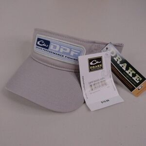 Drake DPF Fishing Logo Visor Gray Cotton Twill Low Profile Hat Cap NWT Outdoors